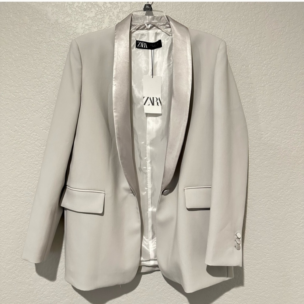 Zara * Satin Effect Blazer Jacket Gray size XS and S New - Picture 13 of 13